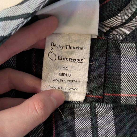 Vintage Navy Green Plaid Tartan School Girl Pleated Tennis Skirt - Picture 4 of 4